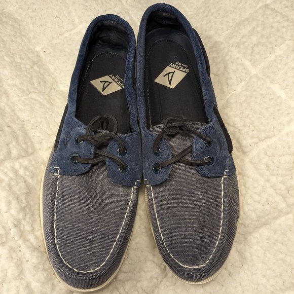 Sperry Other - NWOT Sperry Men's Denim Deck Shoes with Leather Ties Size 8.5M